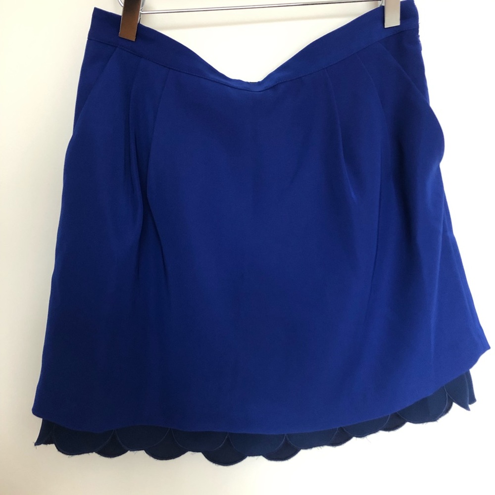 Club Monaco Blue Scalloped Miniskirt with Pockets